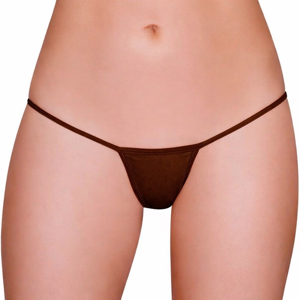 Roma Costume Sexy Brown Low Cut Micro Thong Back Panties Bikini Bottom NWT